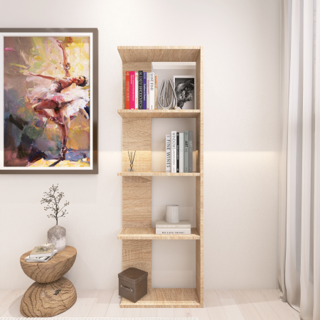 Biblioteci - Raft perete, 5 rafturi, sonoma, 160x21x40cm