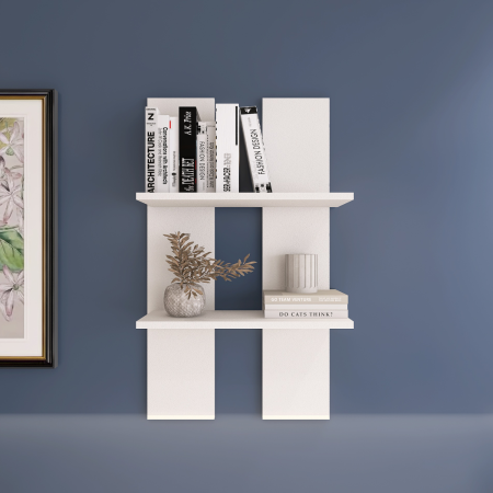 Biblioteci - Raft perete, H60xA20xL40cm, culoare Alb, pal 18mm