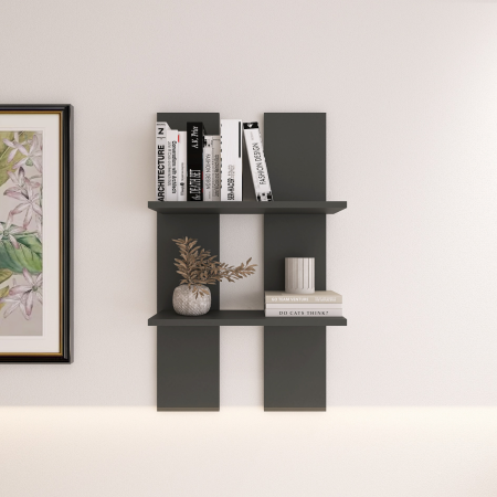 Biblioteci - Raft perete, H60xA20xL40cm, culoare Gri Antracit, pal 18mm