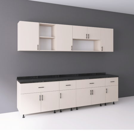Set  Bucatarie  240 cm, Culoarea CASMIR, Pal 18mm, Blat Termorezistent Negru  2,8 Grosime [3]