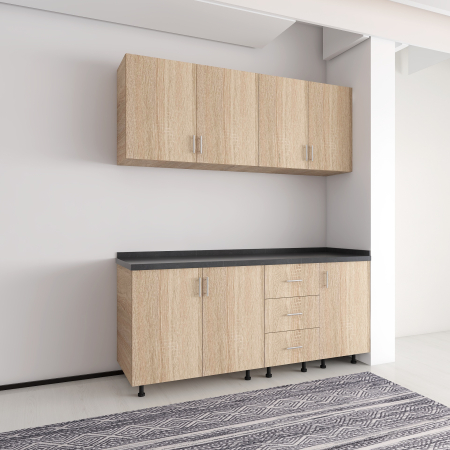Set Bucatarie Laura 160 cm, Culoarea Sonoma, Pal 18mm, Blat Termorezistent [2]