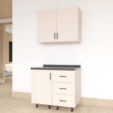 Promotii - Set Bucatarie Laura 80 cm, Culoarea CASMIR , Pal 18mm, Blat Termorezistent
