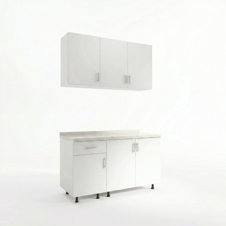 Set Bucatarie Modulara 120 cm, Culoarea Alb, Pal 18mm, Blat Termorezistent [3]