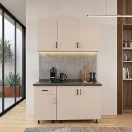 Promotii - Set Bucatarie Modulara 120 cm, Culoarea CASMIR, Pal 18mm, Blat Termorezistent