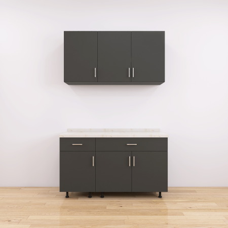 Set Bucatarie Modulara 120 cm, Culoarea Gri Antracit, Pal 18mm, Blat Termorezistent [2]