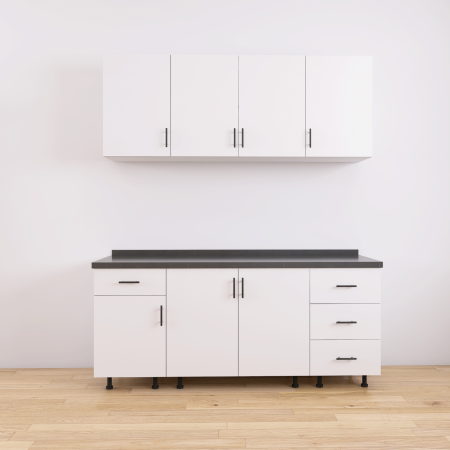 Set Bucatarie Modulara 160 cm, Culoarea Alb, Pal 18mm, Blat Termorezistent [2]