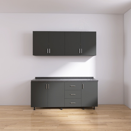 Set Bucatarie Modulara 160 cm, Culoarea Gri Antracit, Pal 18mm, Blat Termorezistent [3]