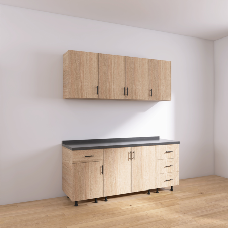 Set Bucatarie Modulara 160 cm, Culoarea STEJAR SONOMA , Pal 18mm, Blat Termorezistent [2]