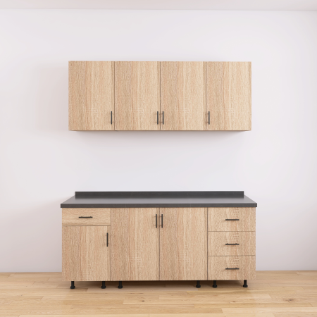 Set Bucatarie Modulara 160 cm, Culoarea STEJAR SONOMA , Pal 18mm, Blat Termorezistent [1]