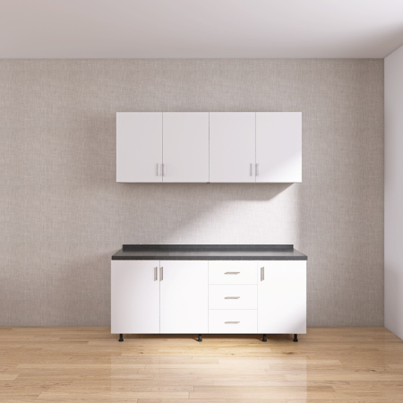 Set Bucatarie Modulara 160 cm, Culoarea Alb, Pal 18mm, Blat Termorezistent [3]