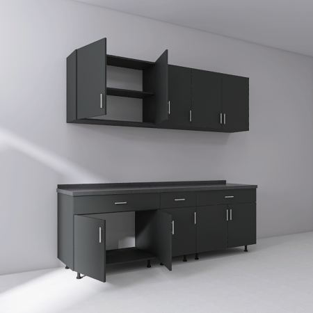 Set Bucatarie Modulara 200 cm, Culoarea GRI ANTRACIT, Pal 18mm, Blat Termorezistent [1]