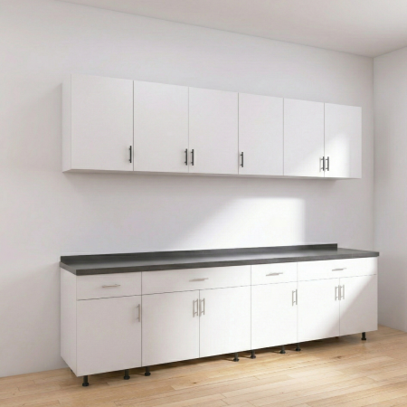 Set Bucatarie Modulara 240 cm, Culoarea ALB, Pal 18mm, Blat Termorezistent [1]