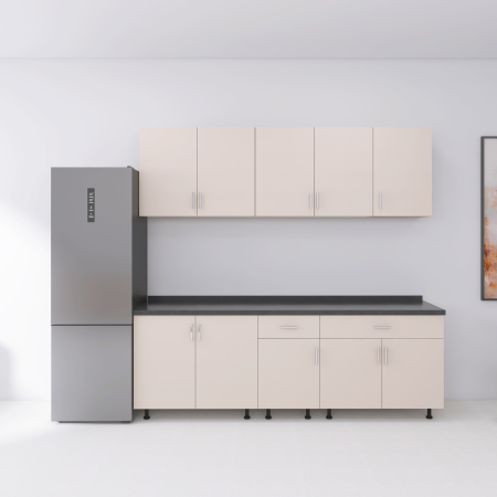 Set Bucatarie Modulara Lori 200 cm, Culoarea CASMIR - Alb, Pal 18mm, Blat Termorezistent [2]