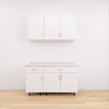 Set Bucatarie Modulare 100 cm, Culoarea Alb, Pal 18mm, Blat Termorezistent [1]