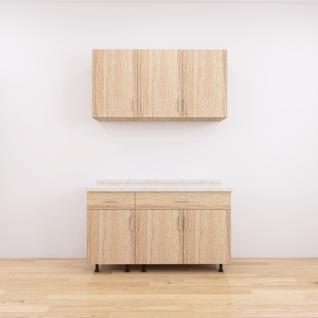 Set Bucatarie Modulare 120 cm, Culoarea Stejar Sonoma, Pal 18mm, Blat Termorezistent [3]