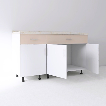 Set Corp Inferior Bucatarie 120cm, Culoarea ALB- CASMIR, Pal 18mm, Blat Termorezistent [3]