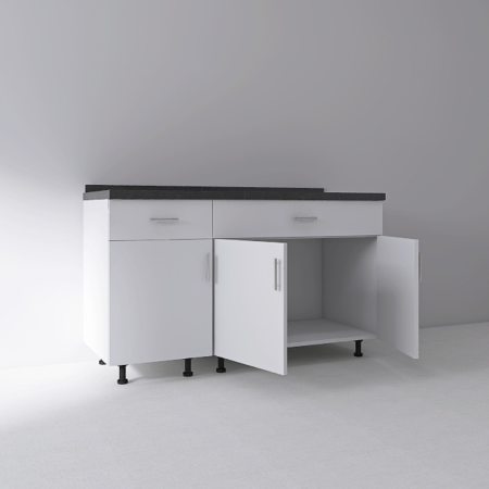 Corpuri Bucatarie - Set Corp Inferior Bucatarie 120cm, Culoarea ALB, Pal 18mm, Blat Termorezistent