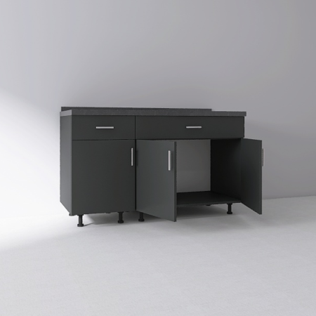 Corpuri Bucatarie - Set Corp Inferior Bucatarie 120cm, Culoarea GRI ANTRACIT, Pal 18mm, Blat Termorezistent