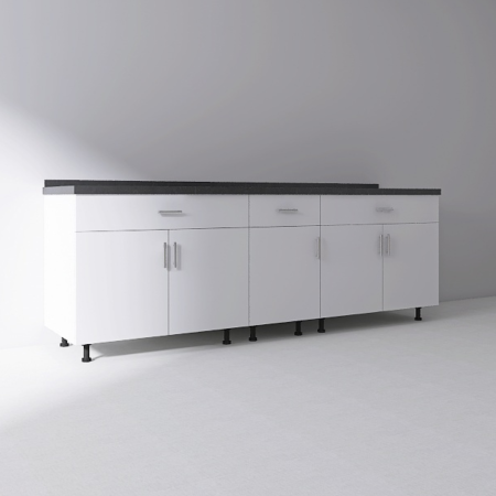 Set Corp Inferior Bucatarie 200 cm, Culoarea ALB, Pal 18mm, Blat Termorezistent [1]