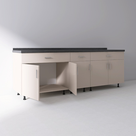 Corpuri Bucatarie - Set Corp Inferior Bucatarie 200 cm, Culoarea CASMIR, Pal 18mm, Blat Termorezistent