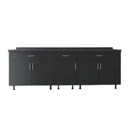 Set Corp Inferior Bucatarie 200 cm, Culoarea GRI ANTRACIT, Pal 18mm, Blat Termorezistent [2]