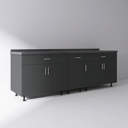 Set Corp Inferior Bucatarie 200 cm, Culoarea GRI ANTRACIT, Pal 18mm, Blat Termorezistent [1]