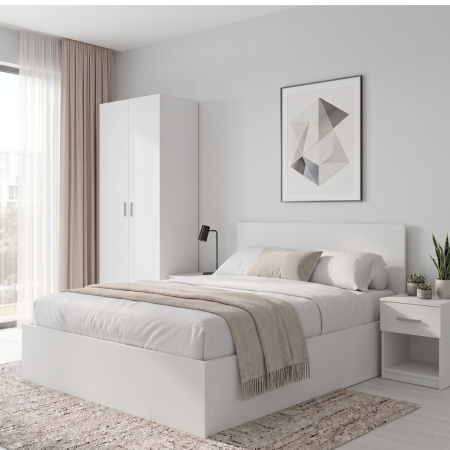 DORMITOR COMPLET - Set Dormitor Elit, Material PAL18mm, Cant Abs, Culoare ALB