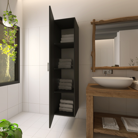 Mobila Baie - Soldat Baie Suspendat, H120 x L30 x A20 cm, Balamale soft close, Culoare Gri Antracit, Pal 18mm