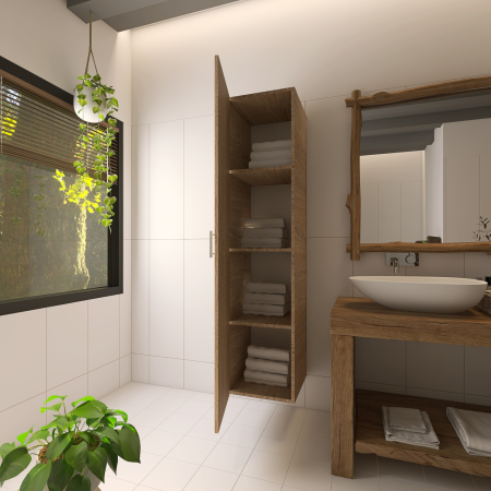 Soldat Baie Suspendat, H120 x L30 x A20 cm, Balamale soft close, Culoare Stejar Sonoma, Pal 18mm [1]