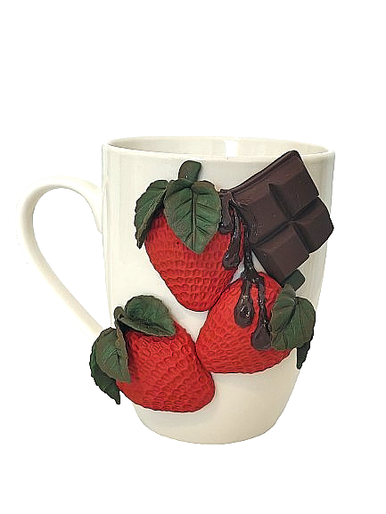 Set cană, latieră și linguriță ciocolată neagră și căpșuni [2]