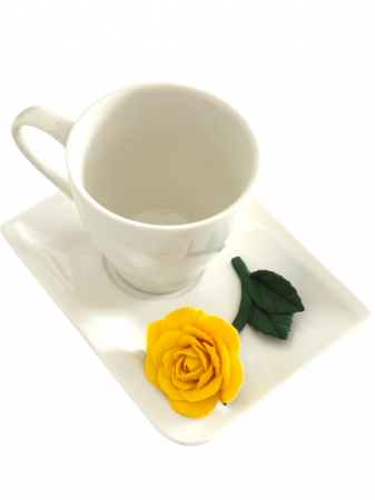 CĂNI - Ceașcă și farfurie cu trandafir