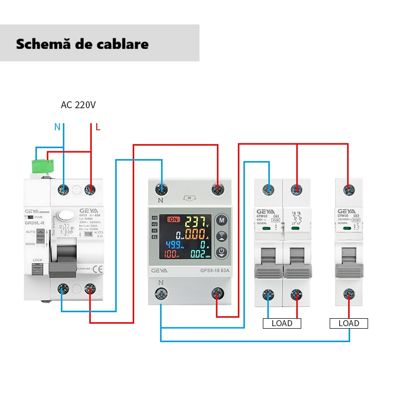 Releu protectie tensiune si curent GEYA GPS8-10 63A WiFi [3]