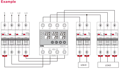 GEYA GPS8-03 4P 63A – releu de protectie trifazat cu afisaj digital, monitorizare tensiune si curent [6]