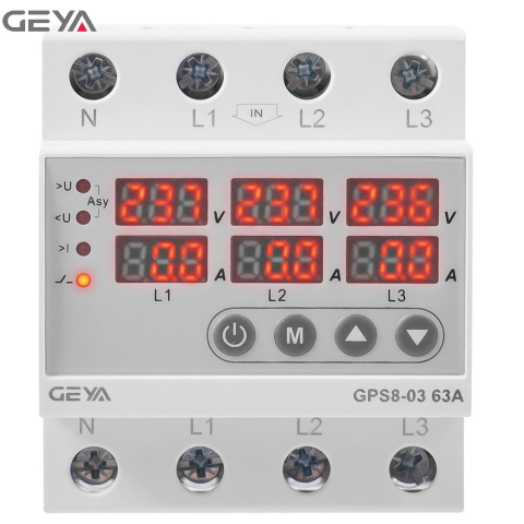 GEYA GPS8-03 4P 63A – releu de protectie trifazat cu afisaj digital, monitorizare tensiune si curent [0]