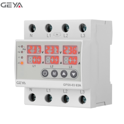 GEYA GPS8-03 4P 63A – releu de protectie trifazat cu afisaj digital, monitorizare tensiune si curent [1]