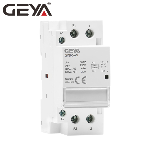 GEYA GYHC-63 - Contactor modular automat 63A, 2P, bobina 230V AC, 1NO + 1NC, montaj pe sina DIN [3]