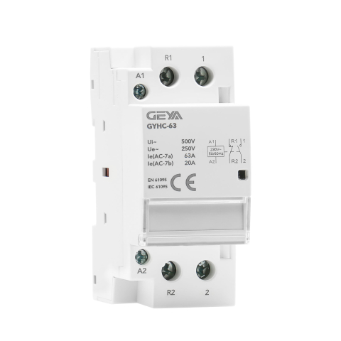 GEYA GYHC-63 - Contactor modular automat 63A, 2P, bobina 230V AC, 1NO + 1NC, montaj pe sina DIN [1]