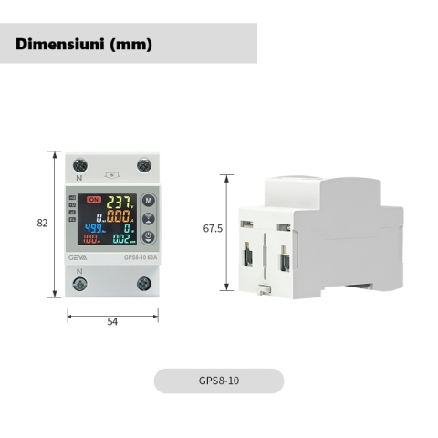 Releu protectie tensiune si curent GEYA GPS8-10 63A WiFi [1]