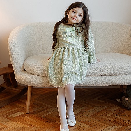 Colecție rochițe Giardine - Giardine green tweed dress