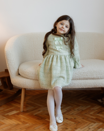 Colecție rochițe Giardine - Giardine green tweed dress