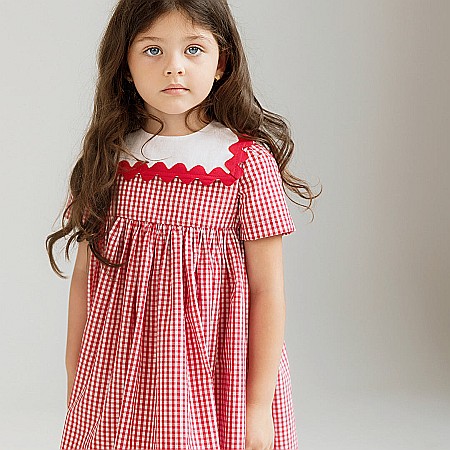 Colecție rochițe Giardine - Rochița Giardine carou roșu/alb