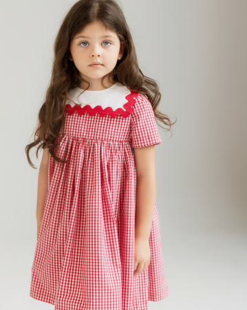 Colecție rochițe Giardine - Rochița Giardine carou roșu/alb