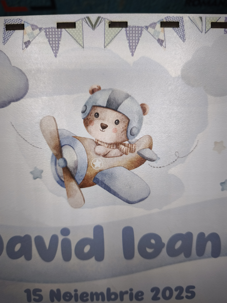 Cutie personalizată pentru bani botez baiat– model delicat, tipar UV, reutilizabilă ca pusculiță [6]