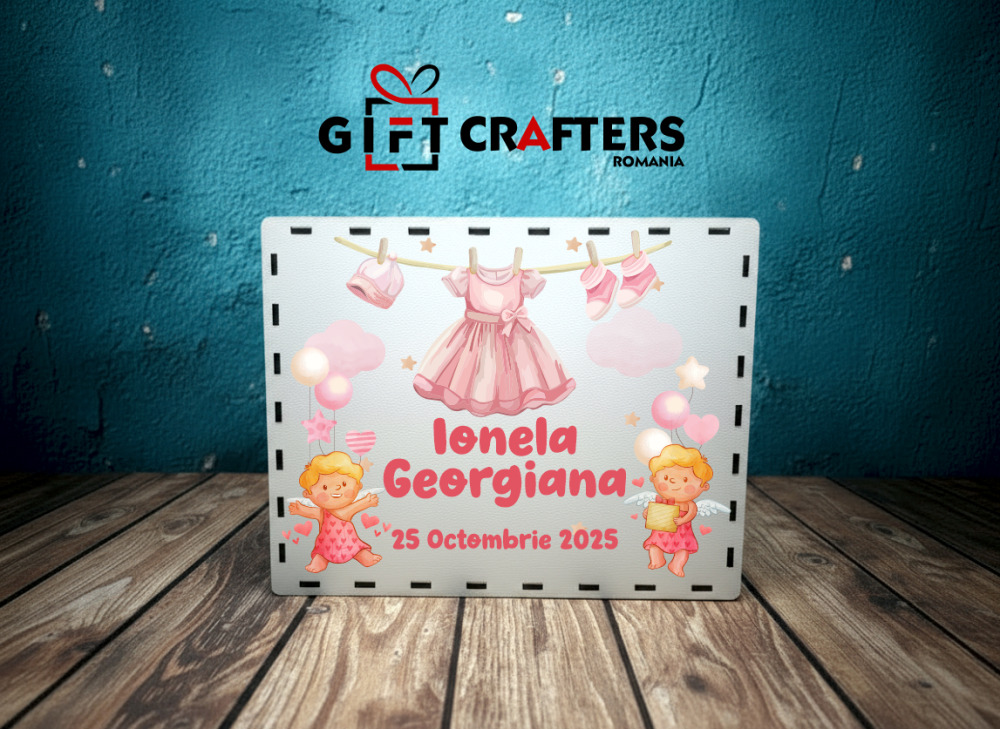 Cutie personalizată pentru bani – model fetiță, din MDF 01 [6]