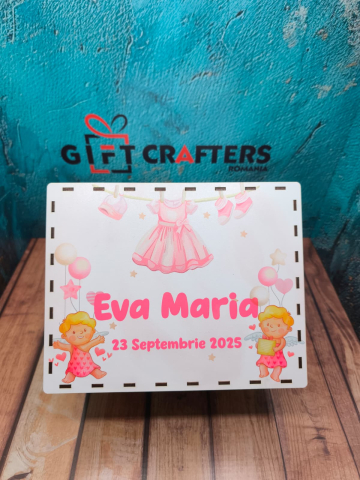 Casute bani - Cutie personalizată pentru bani – model fetiță, din MDF 01