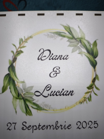 Cutie bani nuntă personalizată – model elegant cu inițiale și dată [1]