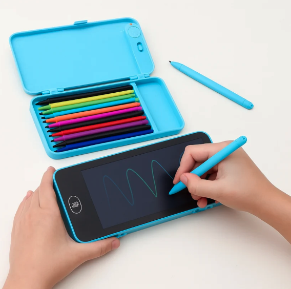 Penar 2 în 1 pentru copii cu tabletă de scris LCD cu stylus și buton de ștergere [2]