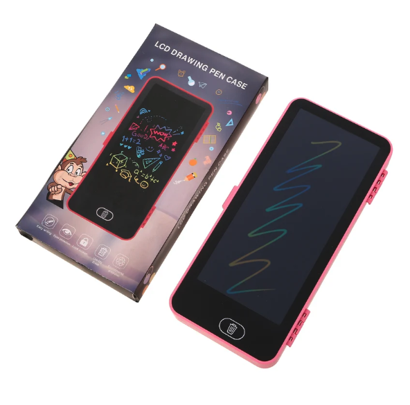 Penar roz 2 în 1 pentru copii cu tabletă de scris LCD cu stylus și buton de ștergere [2]