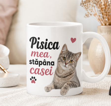 Paws & Gifts - Cană Pisică - "Pisica mea, stăpâna casei"