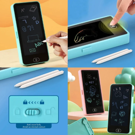 Cadouri Interactive - Penar 2 în 1 pentru copii cu tabletă de scris LCD cu stylus și buton de ștergere